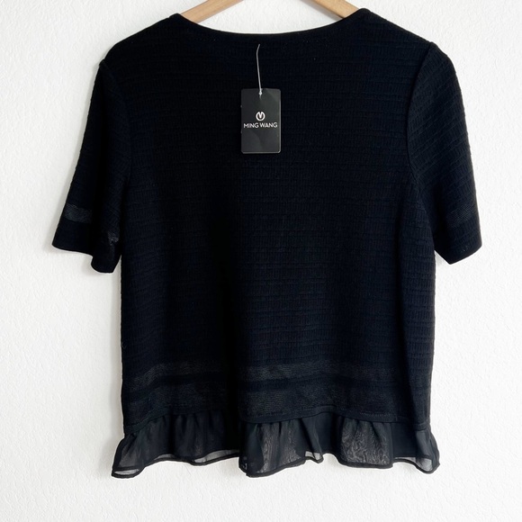 MING WANG BEADED BLACK WOMEN BLOUSE SIZE XS BRAND NEW - Picture 2 of 4